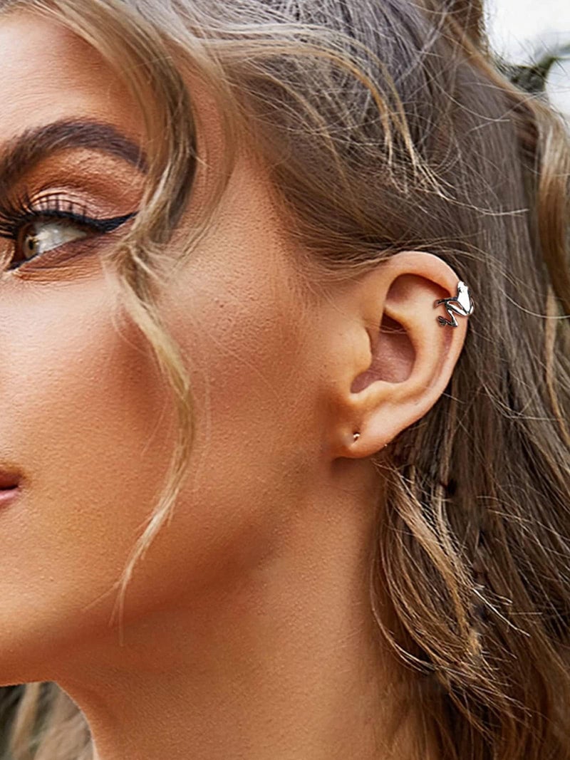 Frodete Silver Frog Earrings for Women Vintage Frogs Shaped Stud Earrings Funny Cute 3D Earrings Animal Earrings Jewelry Gifts - Image 5